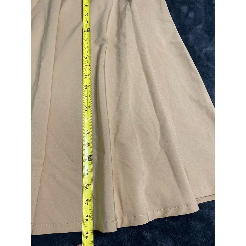Belle Poque Women's Midi Skirt M Beige High Waist Button Detail A-Line Pockets